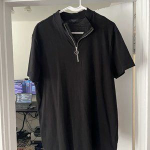 New Look - Quarter zip black t-shirt (L)